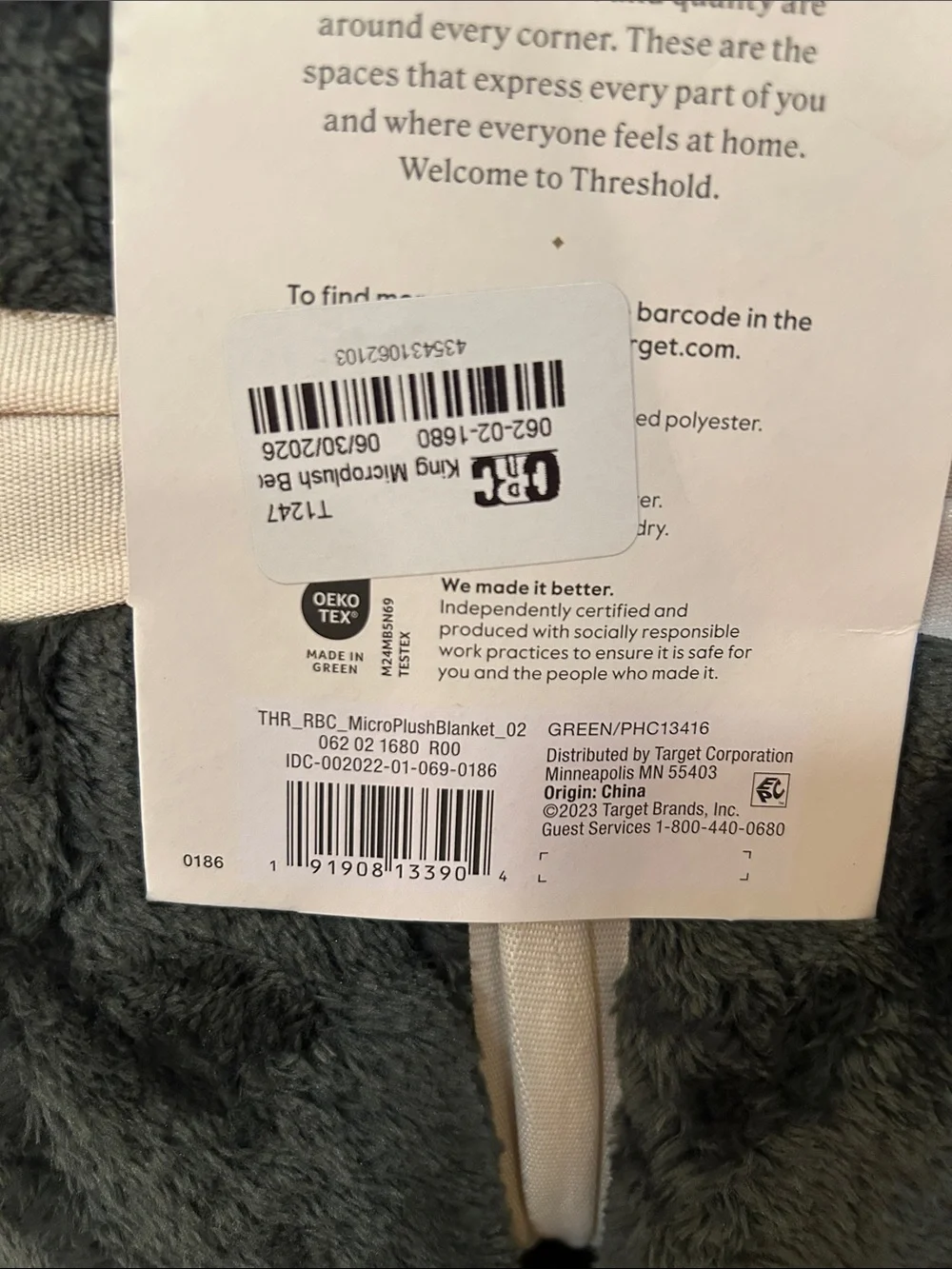 Threshold Microplush Blanket - Deep Green